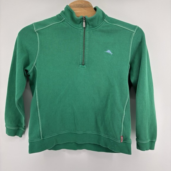 Tommy Bahama Relax Embroidered Marlin Mens Size XL 1/4 Zip Pullover Green - Picture 2 of 16